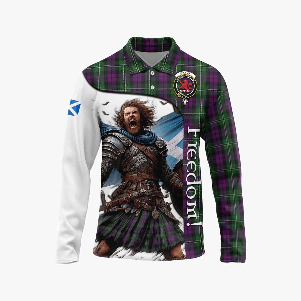 Tartan Vibes Clothing Wilson Crest Tartan Long Sleeve Polo Shirt Inspired by the Freedom of Scottish Warrior