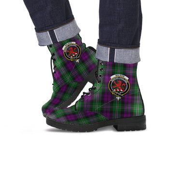 Wilson Tartan Leather Boots with Family Crest