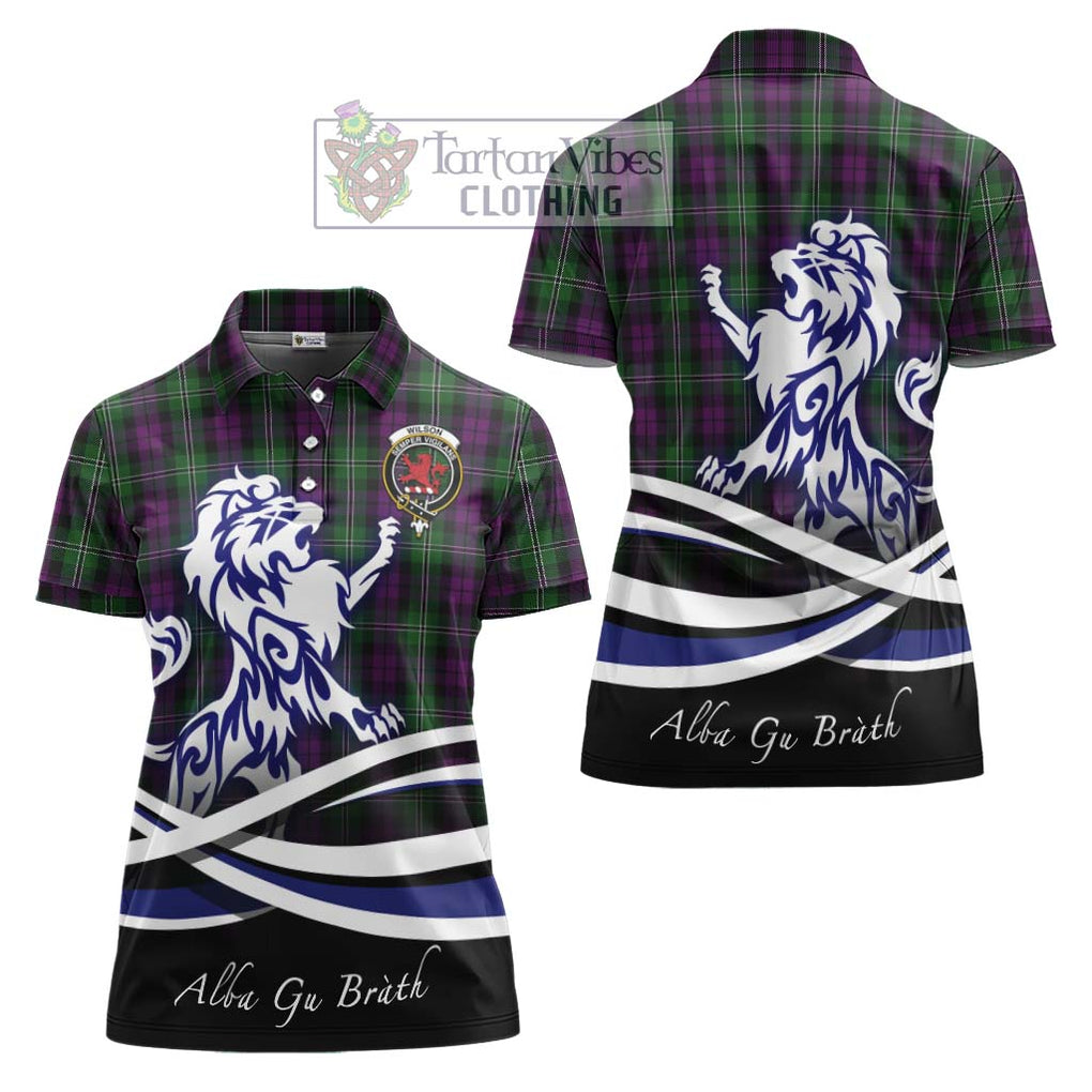 Wilson Tartan Women's Polo Shirt with Alba Gu Brath Regal Lion Emblem Women - Tartanvibesclothing Shop