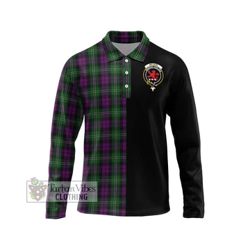Wilson Tartan Long Sleeve Polo Shirt with Family Crest and Half Of Me Style Unisex - Tartanvibesclothing Shop