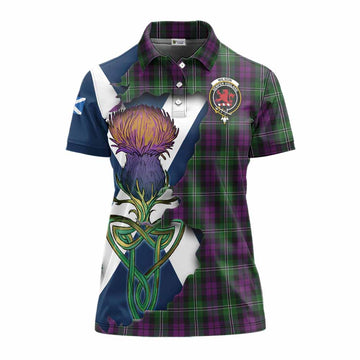 Tartan Vibes Clothing Wilson Tartan Family Crest Women's Polo Shirt Scottish Thistle Celtic Inspired