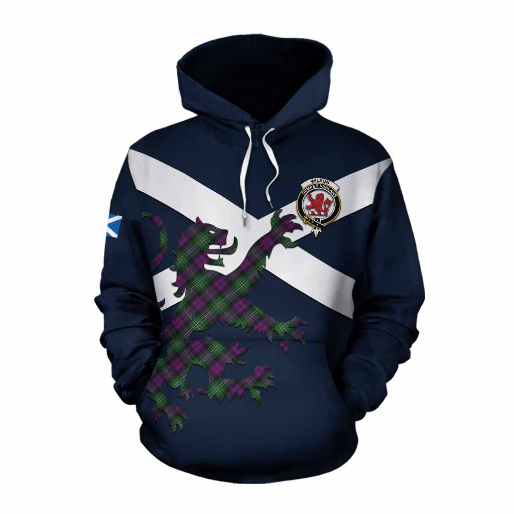 Tartan Vibes Clothing Wilson Tartan Lion Rampant Cotton Hoodie Proudly Display Your Heritage with Alba Gu Brath and Clan Name