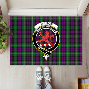 Wilson Tartan Rubber Doormat with Family Crest