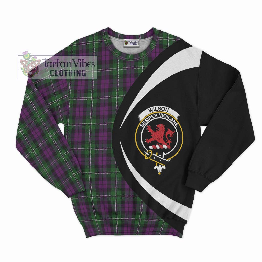Wilson Tartan Sweatshirt with Family Crest Circle Style Unisex - Tartan Vibes Clothing