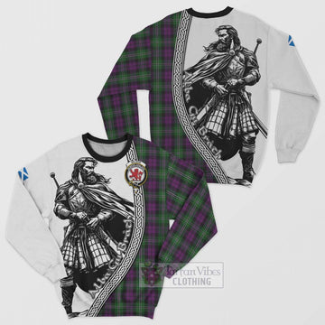 Tartan Vibes Clothing Wilson Tartan Clan Crest Sweatshirt with Highlander Warrior Celtic Style