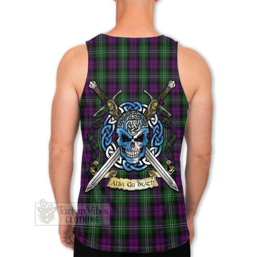 Wilson Tartan Men's Tank Top with Family Crest Celtic Skull Style Men - Tartan Vibes Clothing
