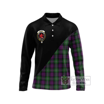 Wilson Tartan Long Sleeve Polo Shirt with Family Crest and Military Logo Style Unisex - Tartanvibesclothing Shop