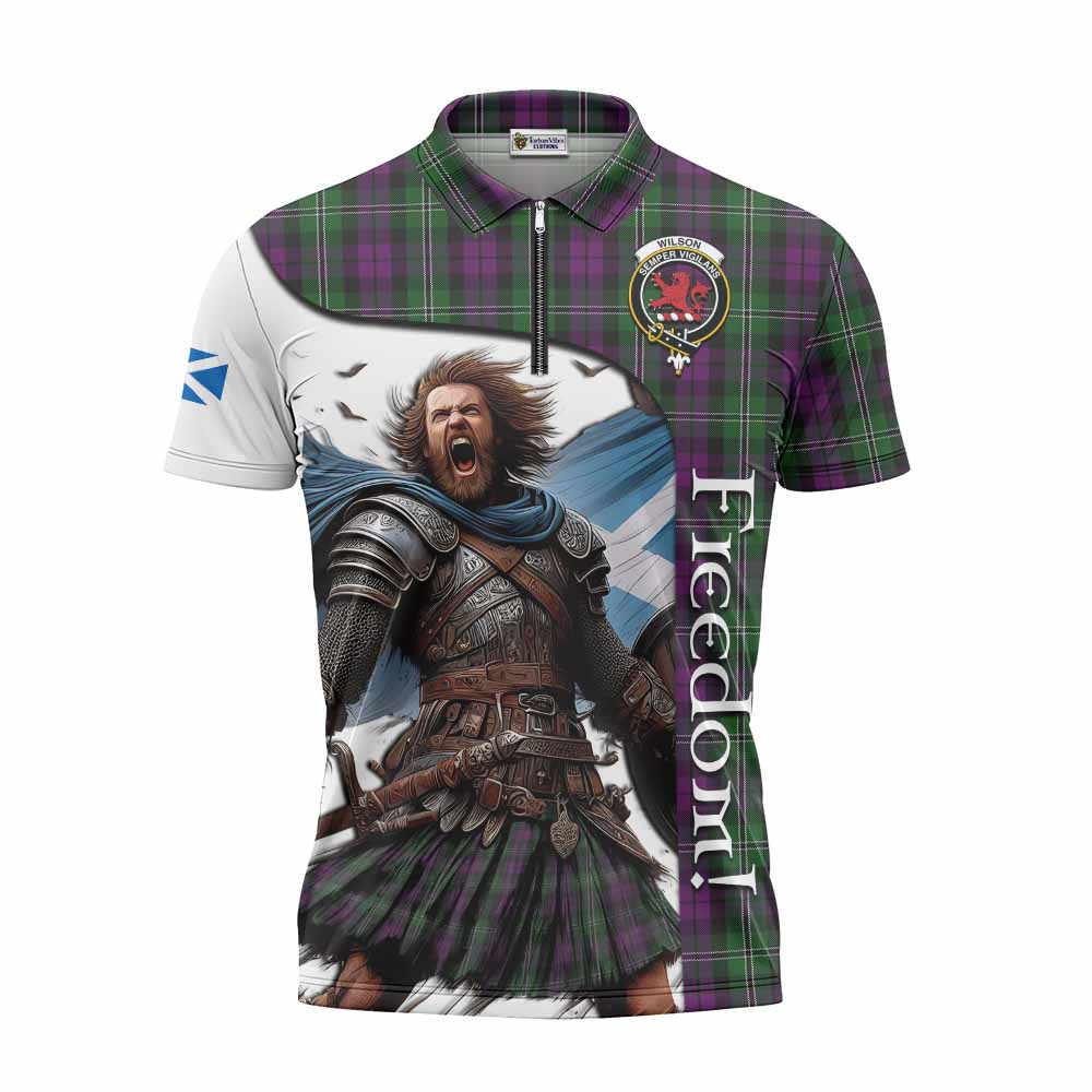 Tartan Vibes Clothing Wilson Crest Tartan Zipper Polo Shirt Inspired by the Freedom of Scottish Warrior