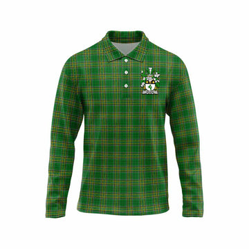 Wilson Irish Clan Tartan Long Sleeve Polo Shirt with Coat of Arms Unisex - Tartan Vibes Clothing