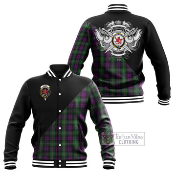 Wilson Tartan Baseball Jacket with Family Crest and Military Logo Style Unisex - Tartanvibesclothing Shop