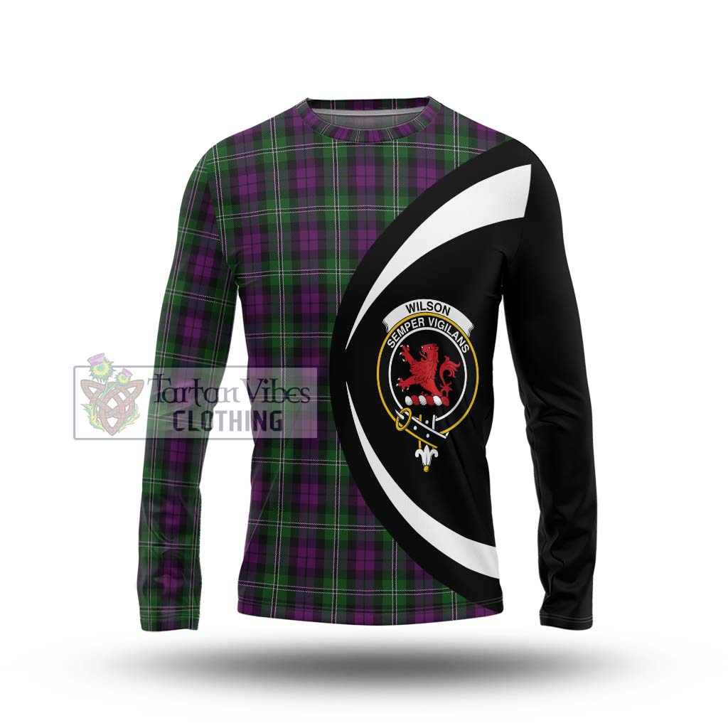 Wilson Tartan Long Sleeve T-Shirt with Family Crest Circle Style Unisex - Tartan Vibes Clothing