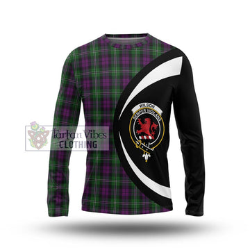 Wilson Tartan Long Sleeve T-Shirt with Family Crest Circle Style Unisex - Tartan Vibes Clothing