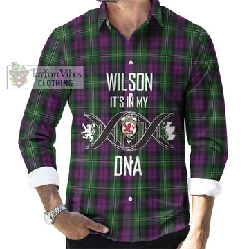 Wilson Tartan Long Sleeve Button Shirt with Family Crest DNA In Me Style Men's Shirt S - Tartanvibesclothing Shop