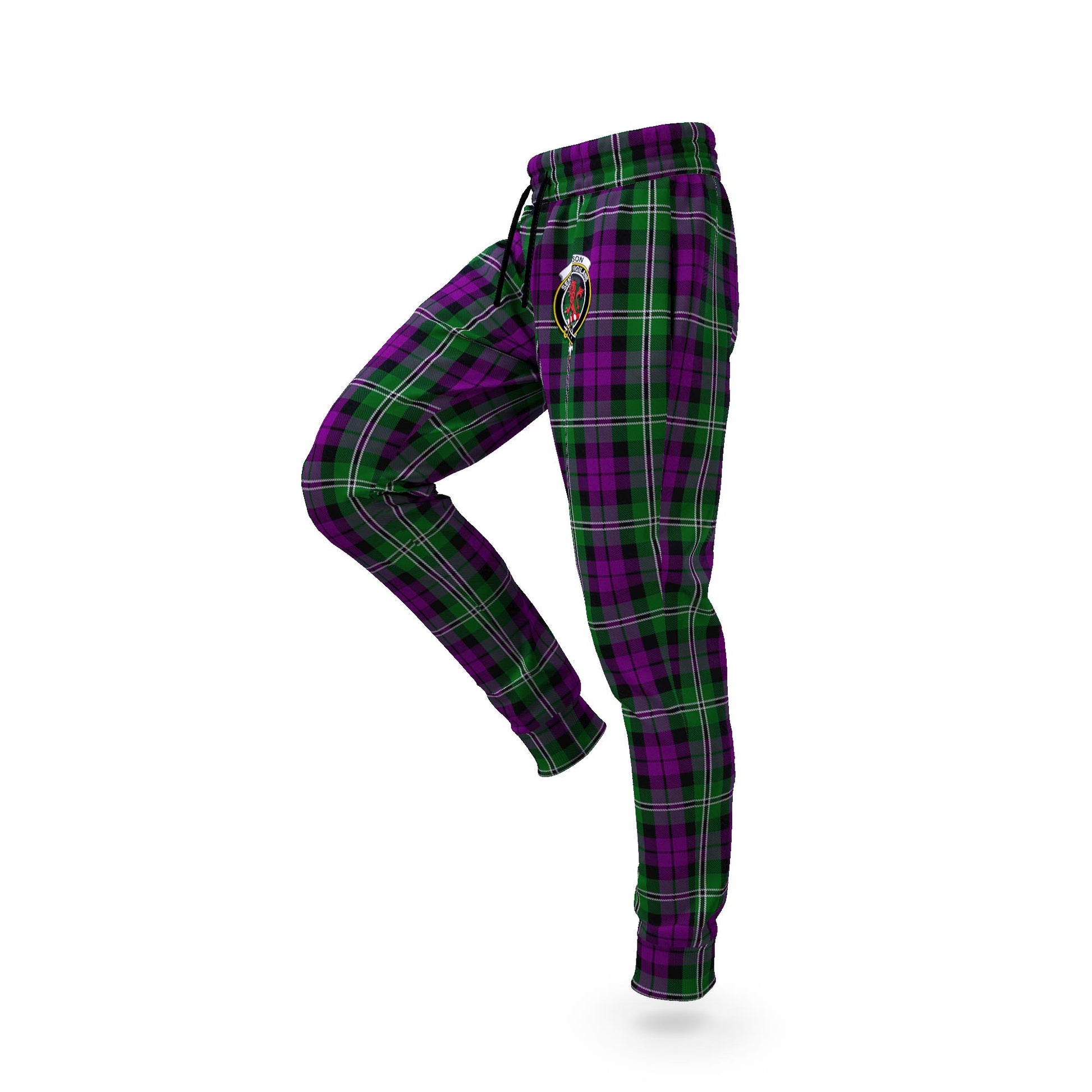 Wilson Tartan Joggers Pants with Family Crest S - Tartan Vibes Clothing