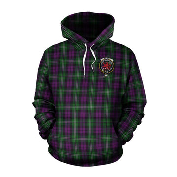 Tartan Vibes Clothing Wilson Tartan Cotton Hoodie with Family Crest Celtic Skull Style
