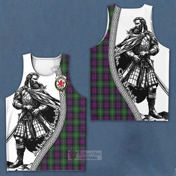 Tartan Vibes Clothing Wilson Tartan Clan Crest Men's Tank Top with Highlander Warrior Celtic Style
