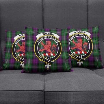 Wilson Tartan Pillow Cover with Family Crest Square Pillow Cover - Tartanvibesclothing Shop