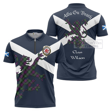 Tartan Vibes Clothing Wilson Tartan Lion Rampant Zipper Polo Shirt – Proudly Display Your Heritage with Alba Gu Brath and Clan Name