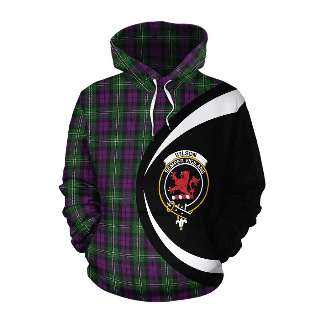Tartan Vibes Clothing Wilson Tartan Cotton Hoodie with Family Crest Circle Style