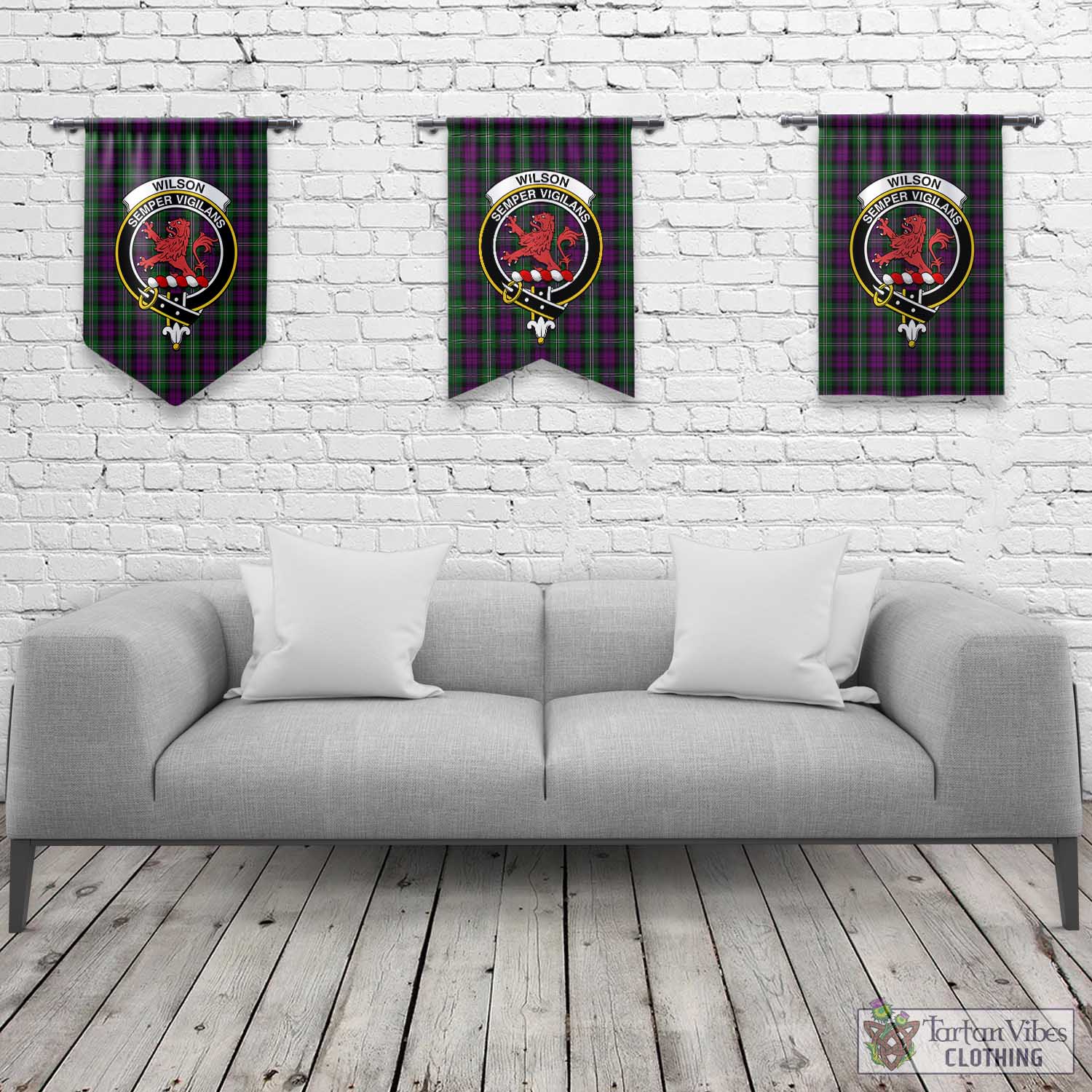 Tartan Vibes Clothing Wilson Tartan Gonfalon, Tartan Banner with Family Crest