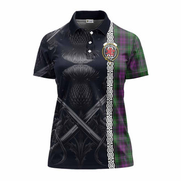 Tartan Vibes Clothing Wilson Tartan Women's Polo Shirt with Family Crest Cross Sword Thistle Celtic Vibes