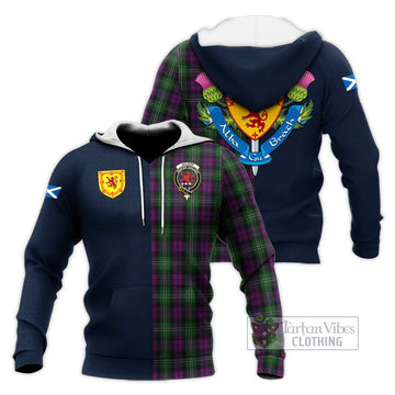 Tartan Vibes Clothing Wilson Tartan Knitted Hoodie with Scottish Lion Royal Arm Half Style