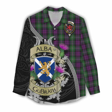 Tartan Vibes Clothing Wilson Tartan Family Crest Women's Casual Shirt Lion Rampant Royal Thistle Shield Celtic Inspired