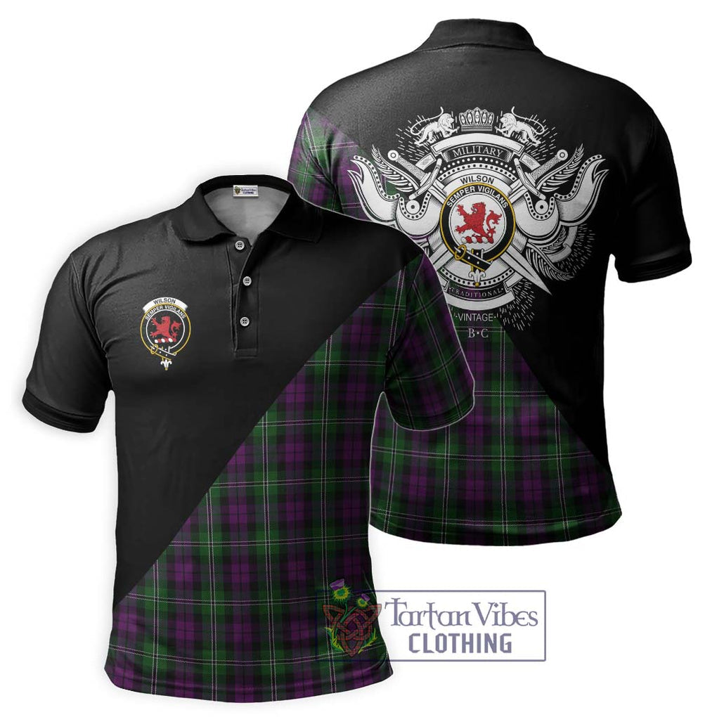 Wilson Tartan Polo Shirt with Family Crest and Military Logo Style Kid - Tartanvibesclothing Shop