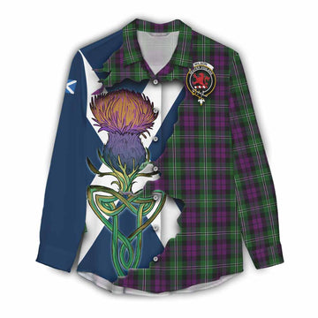 Tartan Vibes Clothing Wilson Tartan Family Crest Women's Casual Shirt Scottish Thistle Celtic Inspired