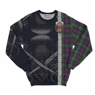 Tartan Vibes Clothing Wilson Tartan Sweatshirt with Family Crest Cross Sword Thistle Celtic Vibes