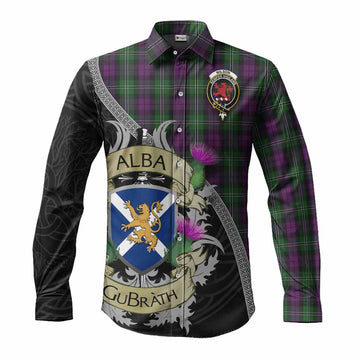 Tartan Vibes Clothing Wilson Tartan Family Crest Long Sleeve Button Shirt Lion Rampant Royal Thistle Shield Celtic Inspired