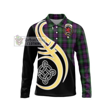 Wilson Tartan Long Sleeve Polo Shirt with Family Crest and Celtic Symbol Style Unisex - Tartan Vibes Clothing