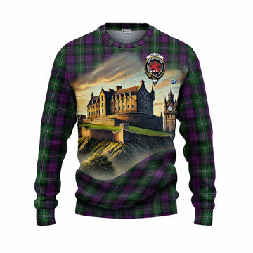 Tartan Vibes Clothing Wilson Tartan Family Crest Knitted Sweater with Scottish Ancient Castle Style