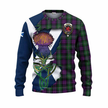 Tartan Vibes Clothing Wilson Tartan Family Crest Knitted Sweater Scottish Thistle Celtic Inspired