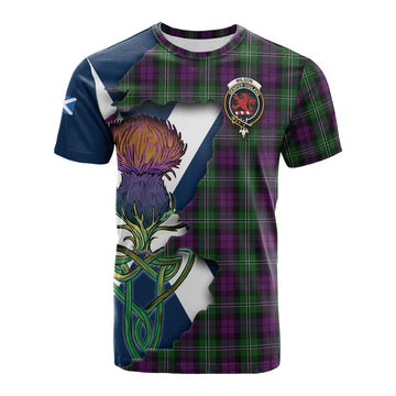 Wilson Tartan Family Crest Cotton T-shirt Scottish Thistle Celtic Inspired