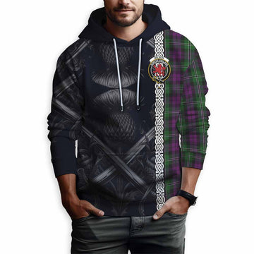 Tartan Vibes Clothing Wilson Tartan Hoodie with Family Crest Cross Sword Thistle Celtic Vibes