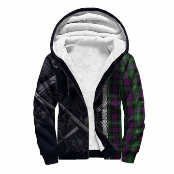 Tartan Vibes Clothing Wilson Tartan Sherpa Hoodie with Family Crest Cross Sword Thistle Celtic Vibes