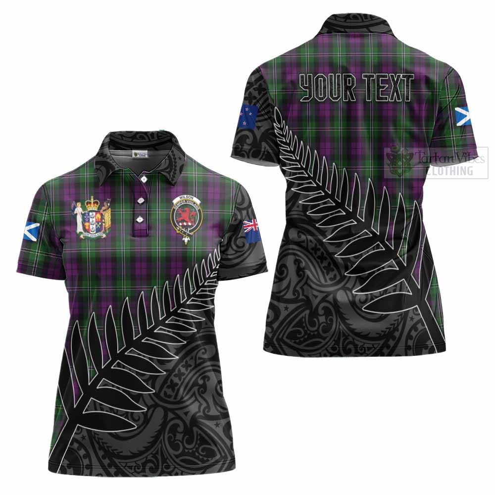 Tartan Vibes Clothing Wilson Crest Tartan Women's Polo Shirt with New Zealand Silver Fern Half Style