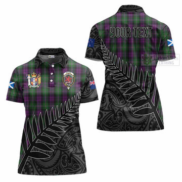 Tartan Vibes Clothing Wilson Crest Tartan Women's Polo Shirt with New Zealand Silver Fern Half Style