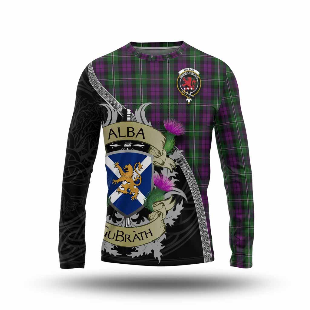 Tartan Vibes Clothing Wilson Tartan Family Crest Long Sleeve T-Shirt Lion Rampant Royal Thistle Shield Celtic Inspired