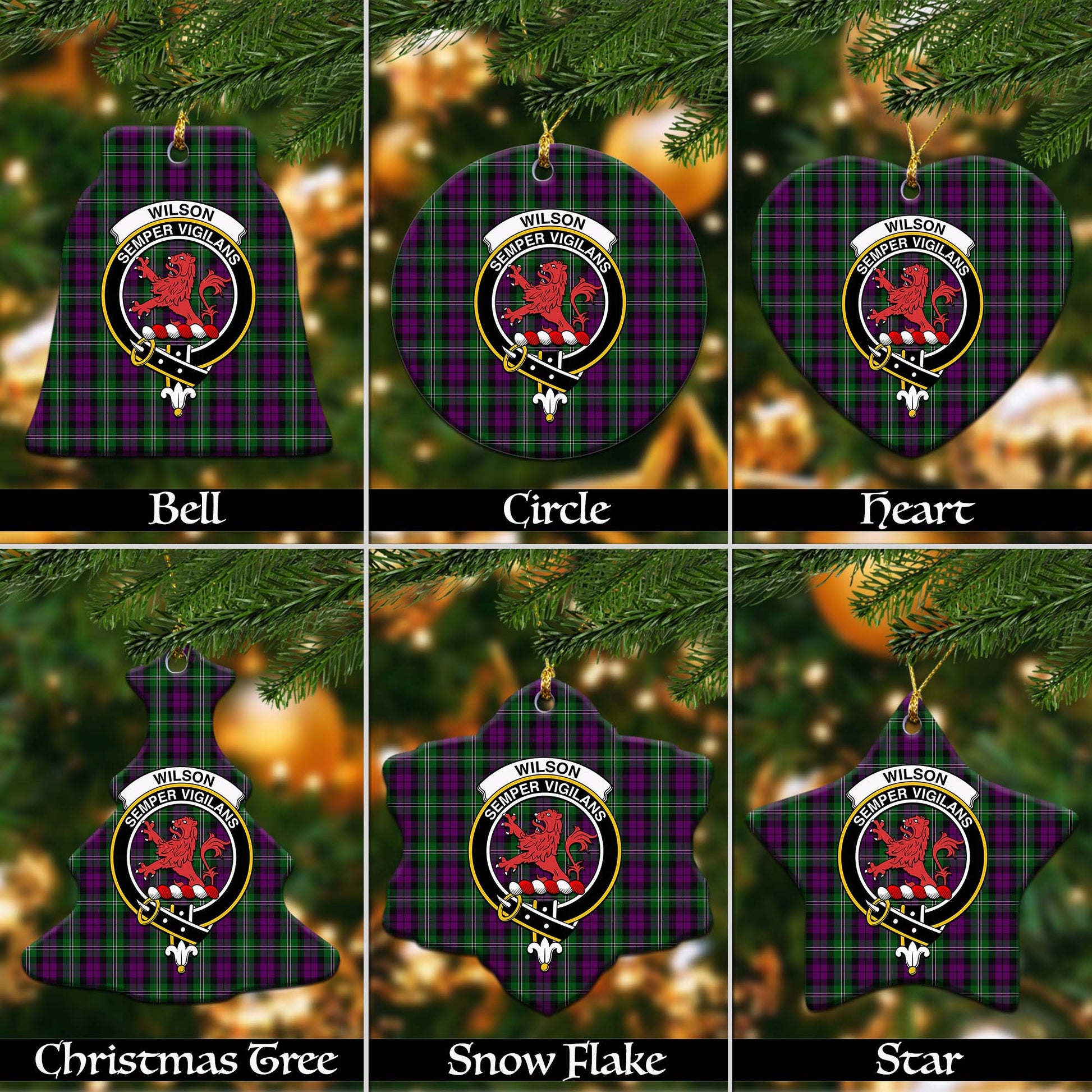 Wilson Tartan Christmas Ornaments with Family Crest - Tartanvibesclothing