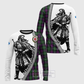 Tartan Vibes Clothing Wilson Tartan Clan Crest Long Sleeve T-Shirt with Highlander Warrior Celtic Style