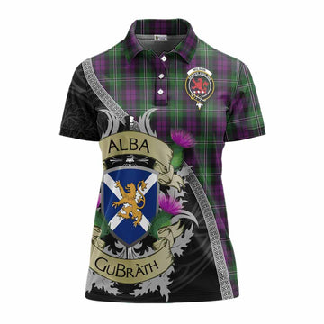 Tartan Vibes Clothing Wilson Tartan Family Crest Women's Polo Shirt Lion Rampant Royal Thistle Shield Celtic Inspired