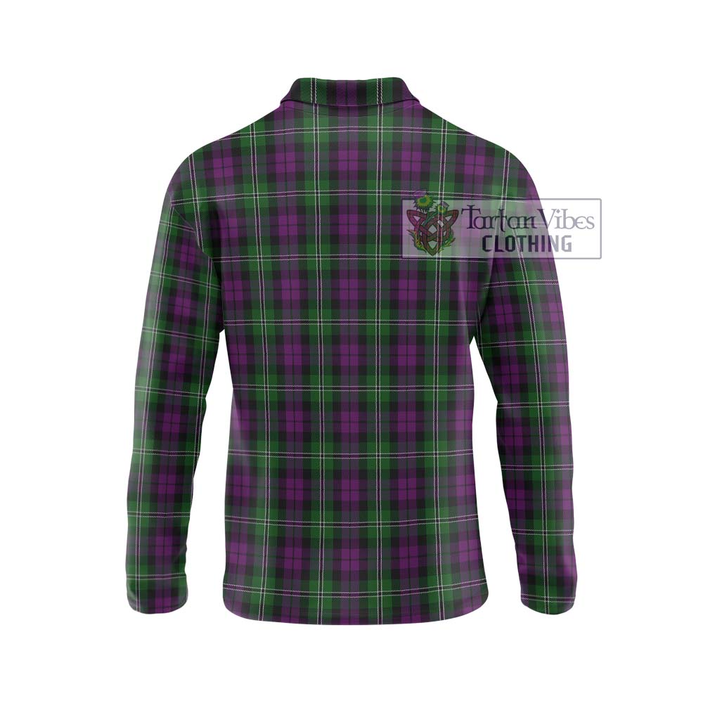 Wilson Tartan Long Sleeve Polo Shirt with Family Crest DNA In Me Style - Tartanvibesclothing Shop