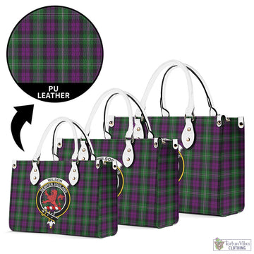 Tartan Vibes Clothing Wilson Tartan Luxury Leather Handbags with Family Crest