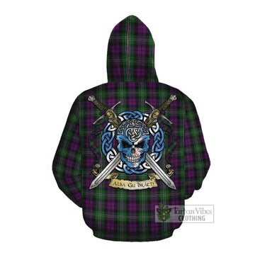 Tartan Vibes Clothing Wilson Tartan Cotton Hoodie with Family Crest Celtic Skull Style