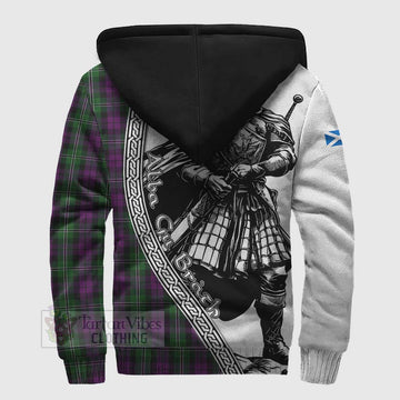Tartan Vibes Clothing Wilson Tartan Clan Crest Sherpa Hoodie with Highlander Warrior Celtic Style