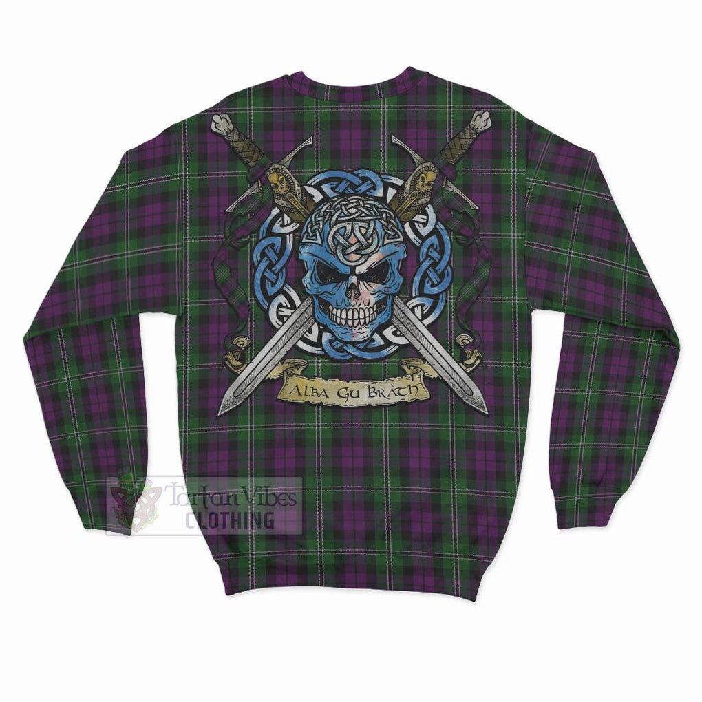 Wilson Tartan Sweatshirt with Family Crest Celtic Skull Style - Tartan Vibes Clothing