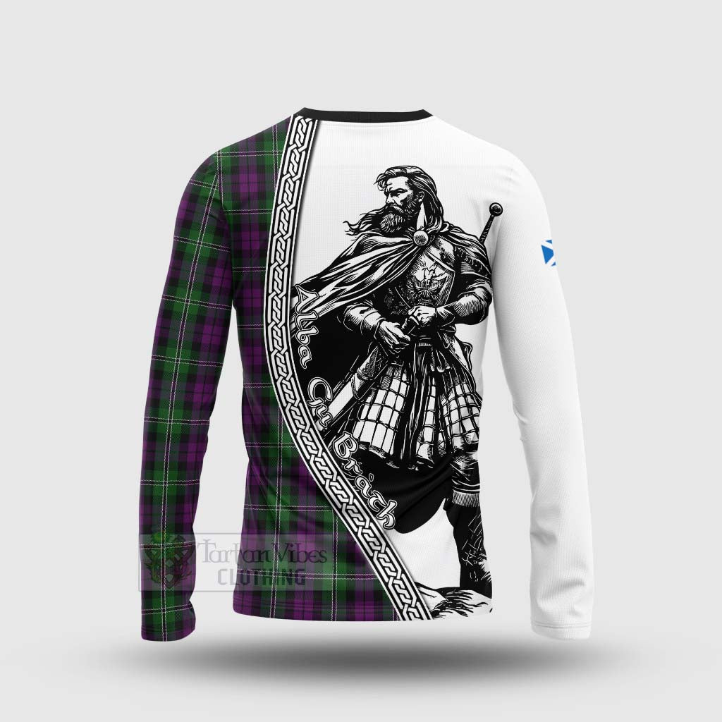 Tartan Vibes Clothing Wilson Tartan Clan Crest Long Sleeve T-Shirt with Highlander Warrior Celtic Style