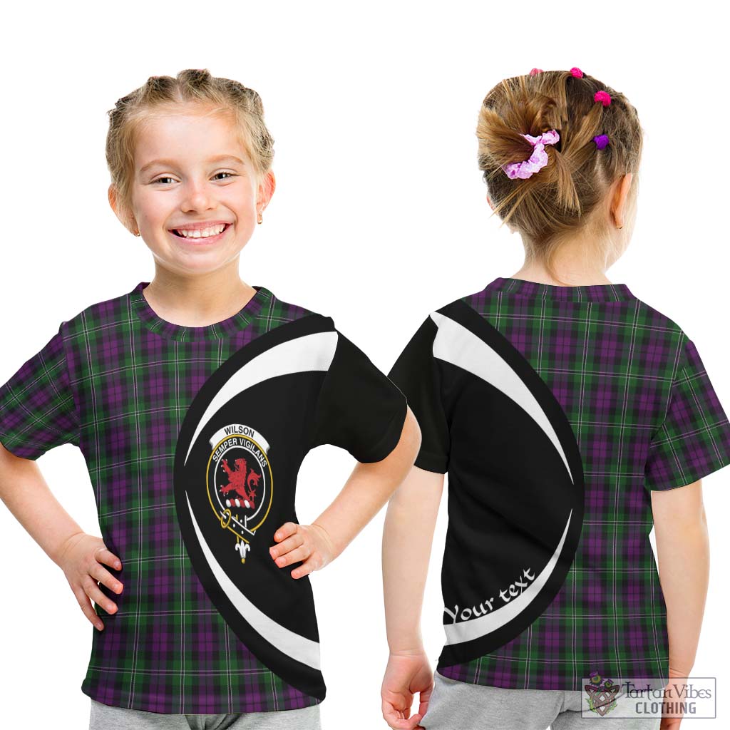 Wilson Tartan Kid T-Shirt with Family Crest Circle Style - Tartan Vibes Clothing